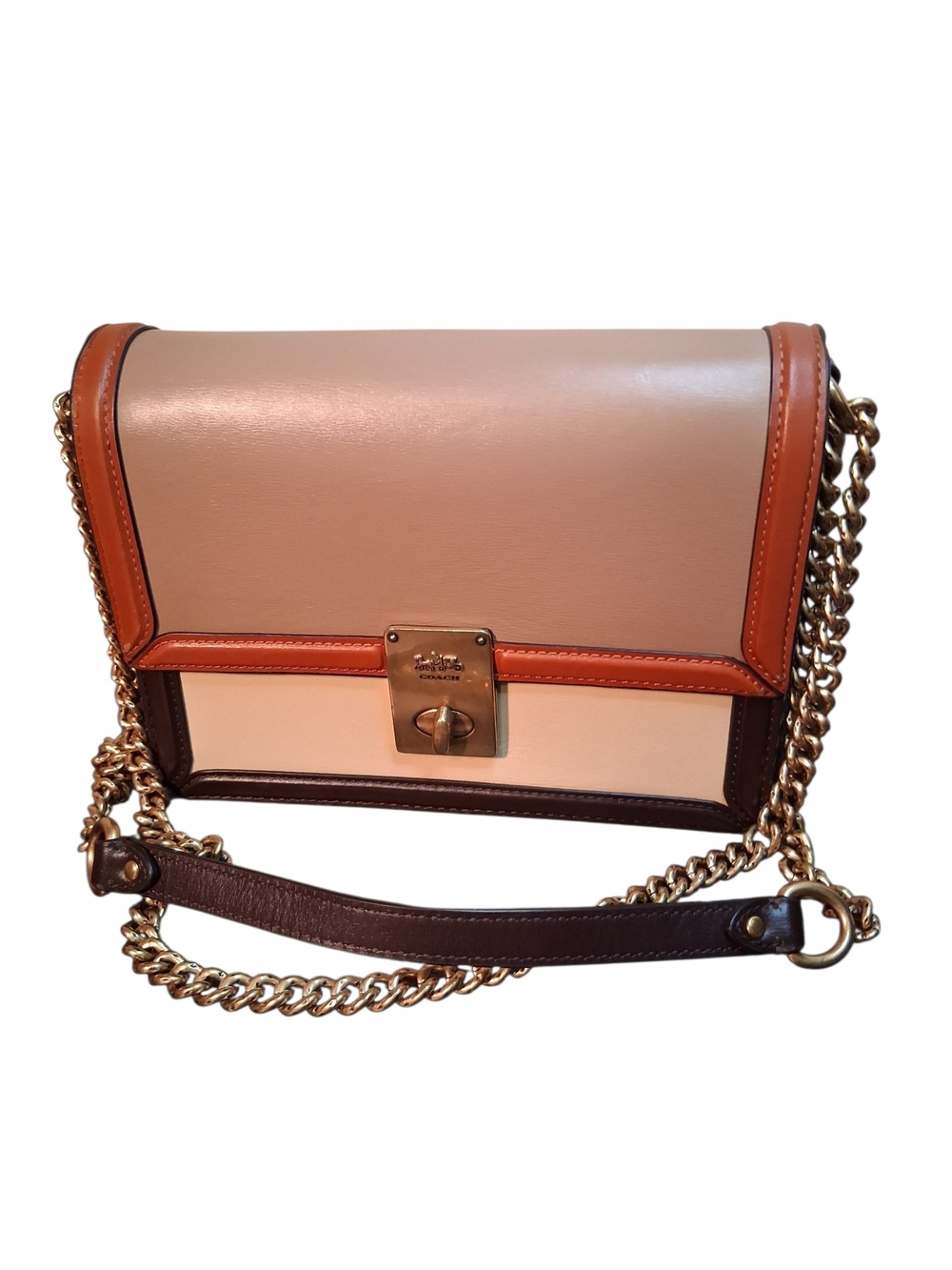 Coach Colorblock Leather Crossbody Bag in Beige, Tan & Brown
